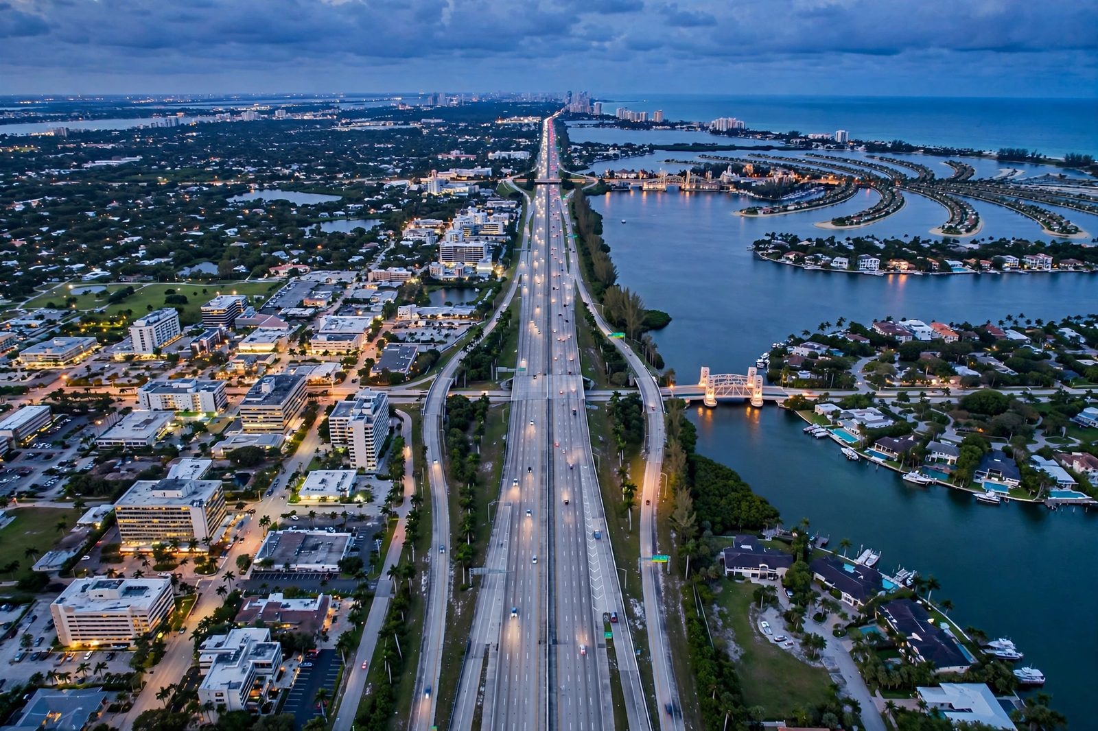 Aerial view of a West Palm Beach highway interchange